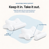 Nekko Align pillow in Cloud White, adjustable roll detail